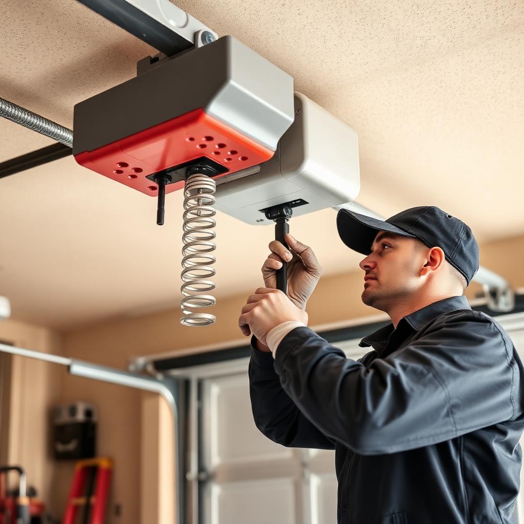 Garage door spring and opener repair by professional technician